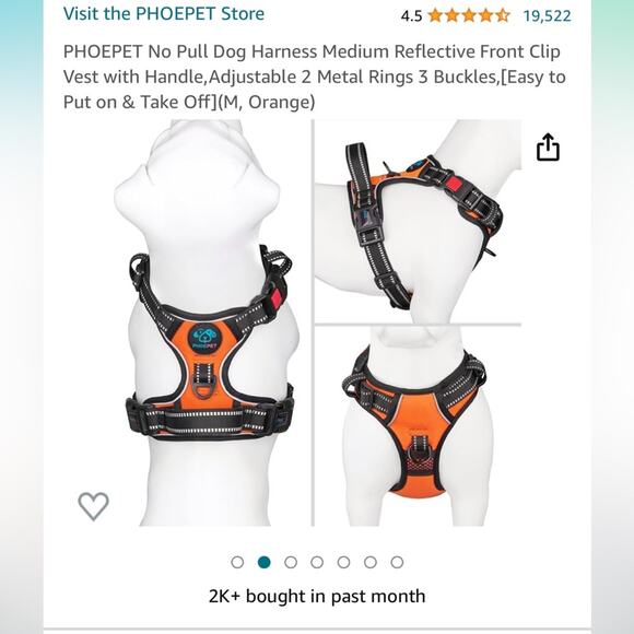 Phoepet Orange No Pull Harness size Medium Easy On and Off - Picture 5 of 8